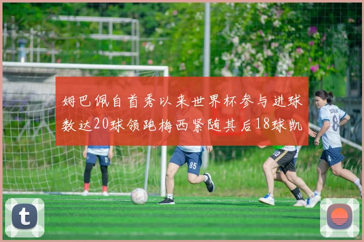 姆巴佩自首秀以来世界杯参与进球数达20球领跑梅西紧随其后18球凯恩则有13球